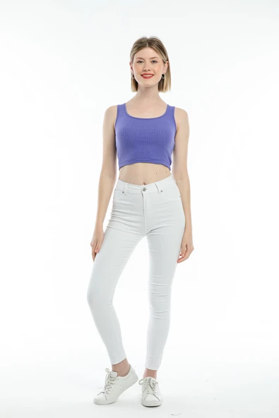 Süperlife Kadın Crop Örme Slim Fit  Atlet-Tişort SPR21Y19 - 9