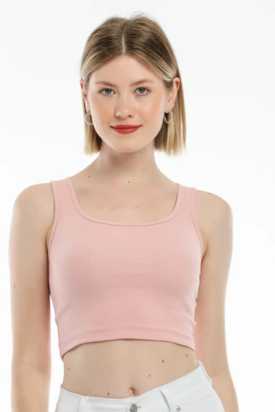 Süperlife Kadın Crop Örme Slim Fit Atlet-Tişort SPR21Y19 - 2