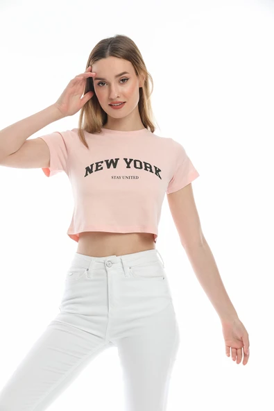 Süperlife Kadın Newyork Baskılı  Slim Fit  Tişort  SPR21Y15 - 3