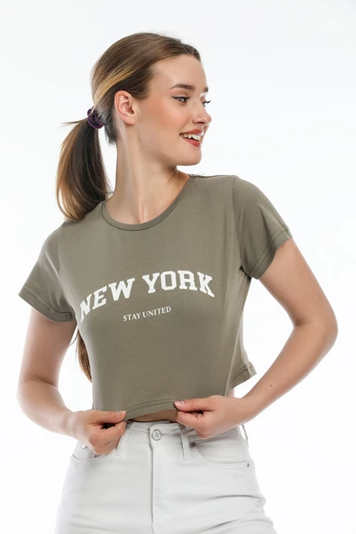 Süperlife Kadın Newyork Baskılı Slim Fit Tişort SPR21Y15 - 7
