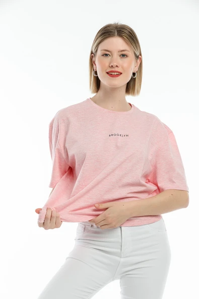 Süperlife Kadın Bisiklet Yaka Standart &Regular Fit Brookyln Baskılı Tişort SPR21YK27 - 6