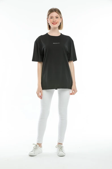 Süperlife Kadın Bisiklet Yaka Standart &Regular Fit  Brookyln Baskılı Tişort SPR21YK27 - 9