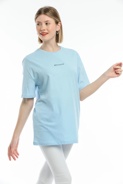 Süperlife Kadın Bisiklet Yaka Standart &Regular Fit  Brookyln Baskılı Tişort SPR21YK27 - 2