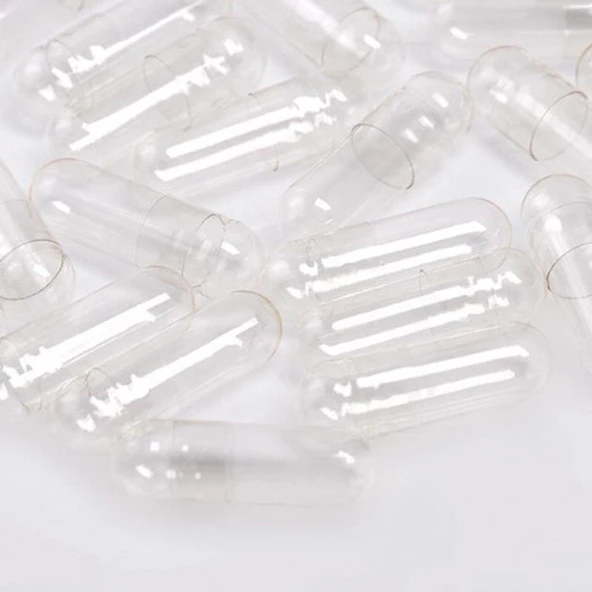 Büyük Boy Şeffaf Boş İlaç Kapsülü 00'' 250 Adet-1000mg Helal Sertifikalı - Resim 5