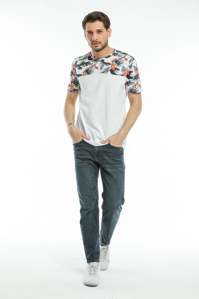 Süperlife Erkek Bisiklet Yaka Slim Fit Kol ve Ön Garnili Tişort SPR21Y06 - 5