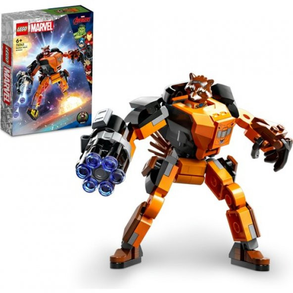 LEGO® Marvel Rocket Robot Zırhı 76243 - 6 Yaş ve Üzeri Çocuklar Için Marvel Studios Galaksinin Koruyucuları Oyuncak Yapım Seti (98 Parça)
