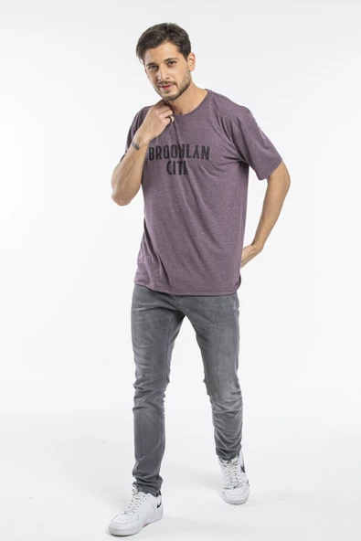 Süperlife Erkek Bisiklet yaka Brooklyn City Baskılı Tişort SPR 253 - 5