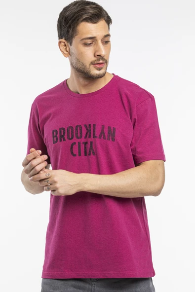 Süperlife Erkek Bisiklet yaka Brooklyn City Baskılı Tişort SPR 253 - 9