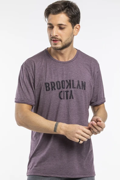 Süperlife Erkek Bisiklet yaka Brooklyn City Baskılı Tişort SPR 253 - 6