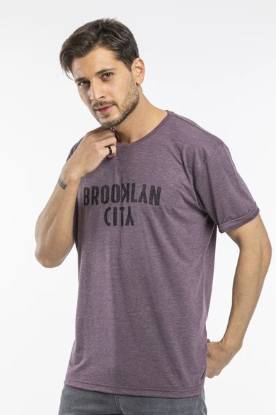 Süperlife Erkek Bisiklet yaka Brooklyn City Baskılı Tişort SPR 253 - 7