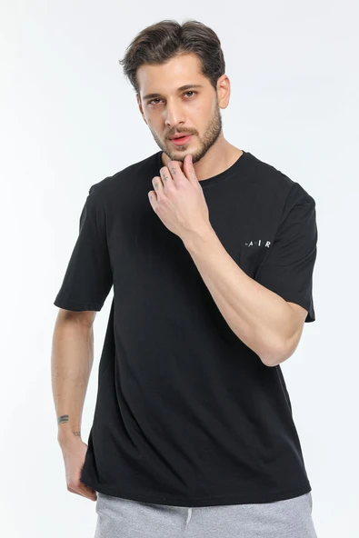 Süperlife Erkek Bisiklet Yaka Slim Fit Air Baskılı Tişort SPR21Y23 - 6