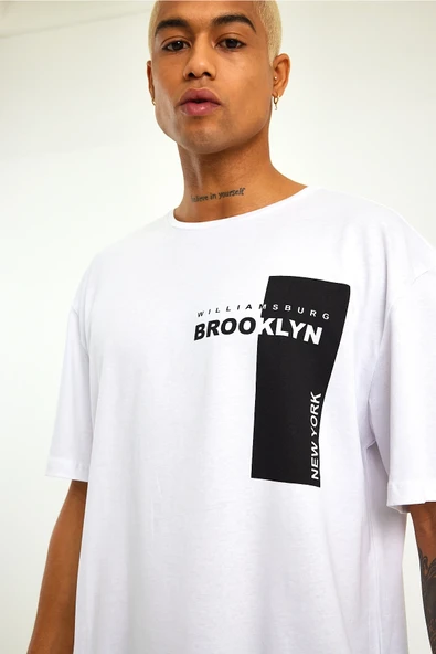 Süperlife Erkek Bisiklet Yaka Slim Fit Baskılı Tişort SPR21Y21 - 5