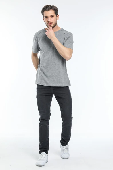 Süperlife Erkek Bisiklet Yaka Slim Fit Garnili Tişort SPR21Y02 - 7