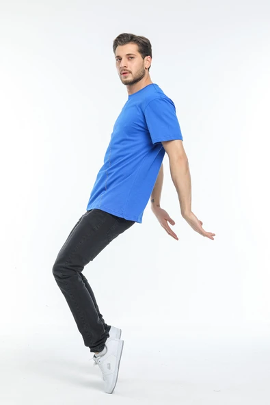 Süperlife Erkek Bisiklet Yaka Slim Fit Ön Çöp Dikiş Garni  Tişort SPR21Y01 - 11