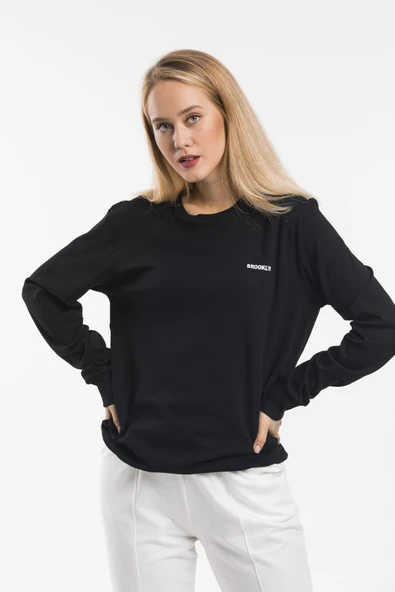 Süperlife Bisiklet Yaka Uzun Kollu Dar Kalıp İnce Sweatshirt SPR21K18 - 6