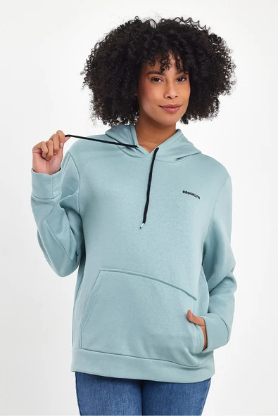 Süperlife Kadın Kapşonlu Regular Fit Baskılı İnce Sweatshirt SPR21K61 - 11