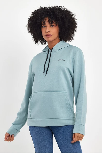 Süperlife Kadın Kapşonlu Regular Fit Baskılı İnce Sweatshirt SPR21K61 - 9