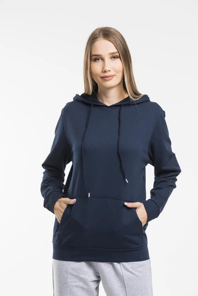 Süperlife Kadın Kapşonlu Regular Fit İnce Sweatshirt spr21k55 - 7