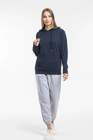 Süperlife Kadın Kapşonlu Regular Fit İnce Sweatshirt spr21k55 - 5