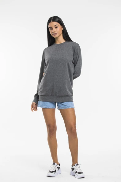 Süperlife Kadın Bisiklet Yaka Oversize Fit İnce Sweatshirt SPR21K30 - 2