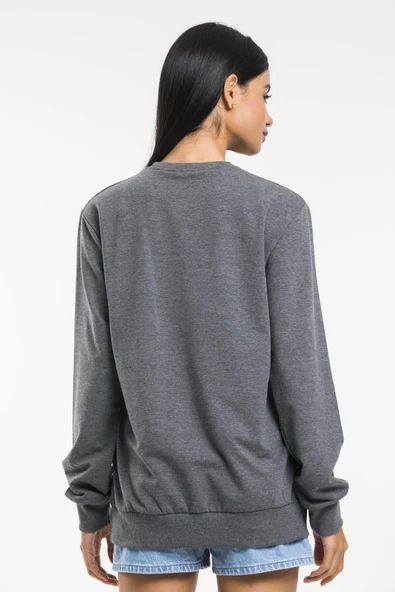 Süperlife Kadın Bisiklet Yaka Oversize Fit İnce Sweatshirt SPR21K30 - 5