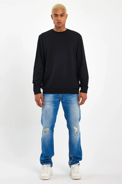 Süperlife Erkek Bisiklet Yaka Regular Fit İnce Sweatshirt SPR 20K30