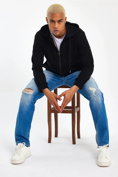 Süperlife Erkek Kapşonlu Regular Fit Yan Cepli İnce Hırka SPR 20K62 - 3