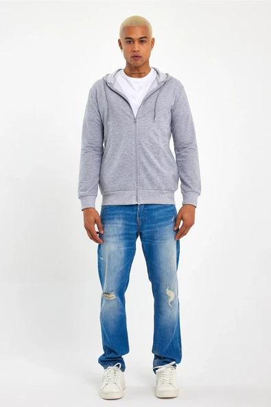 Süperlife Erkek Kapşonlu Regular Fit Yan Cepli İnce Hırka SPR 20K62 - 9