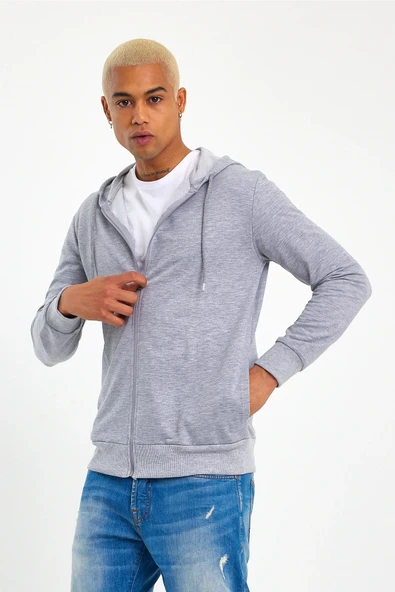 Süperlife Erkek Kapşonlu Regular Fit Yan Cepli İnce Hırka SPR 20K62 - 10