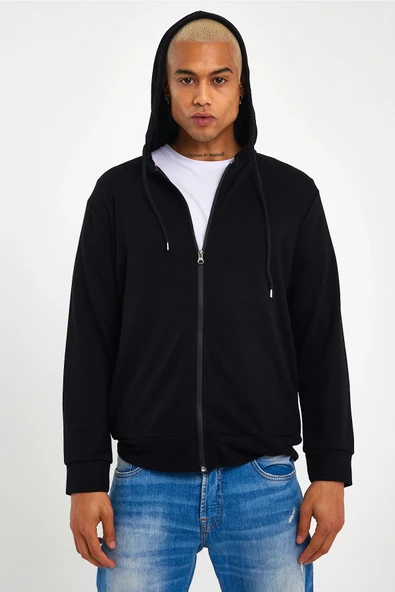Süperlife Erkek Kapşonlu Regular Fit Yan Cepli İnce Hırka SPR 20K62 - 4