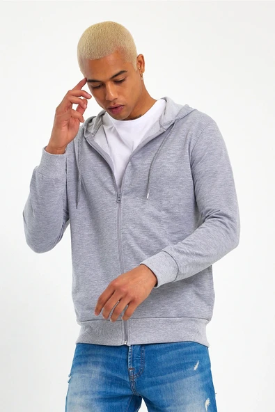 Süperlife Erkek Kapşonlu Regular Fit Yan Cepli İnce Hırka SPR 20K62 - 8