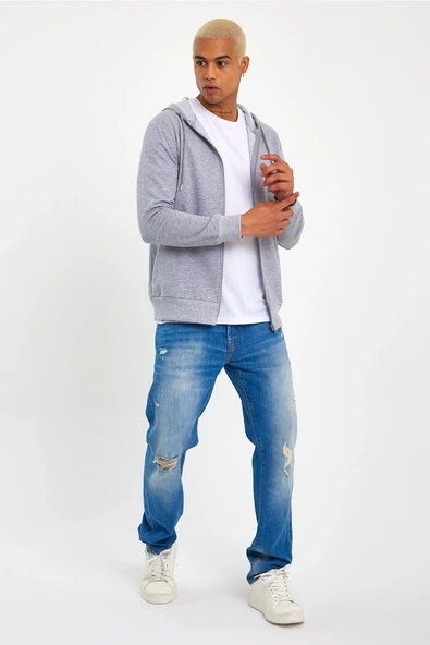 Süperlife Erkek Kapşonlu Regular Fit Yan Cepli İnce Hırka SPR 20K62 - 7