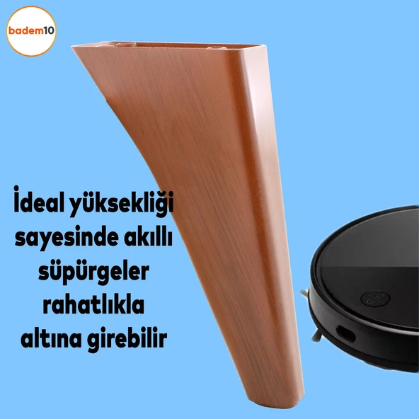 Linden Lüks Mobilya Kanepe Tv Ünitesi Koltuk Ayağı 20 Cm Kahverengi Oval Konsol Ayakları - Resim 2