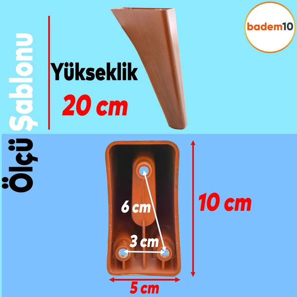 Linden Lüks Mobilya Kanepe Tv Ünitesi Koltuk Ayağı 20 Cm Kahverengi Oval Konsol Ayakları - Resim 4