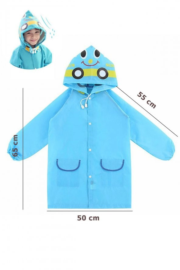 himarry Mavi Çocuk Yağmurluk Karikatür Desenli Su Geçirmez - 2