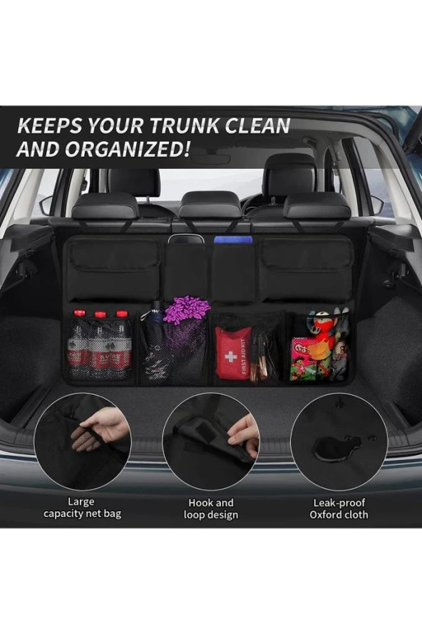 Araç Içi Bagaj Eşya Düzenleyici 8 Cepli Bagaj Çantası - Resim 3