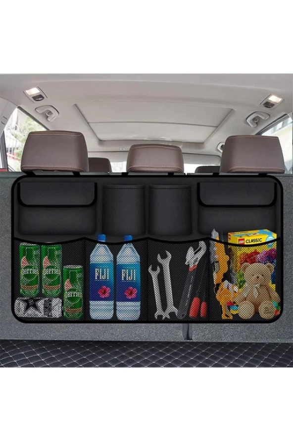Oto Araç Bagaj Düzenleyici Çanta Araç Içi Eşya Düzenleyici Bod Oto Bagaj Organizer 8 Cepli Fileli - Resim 5