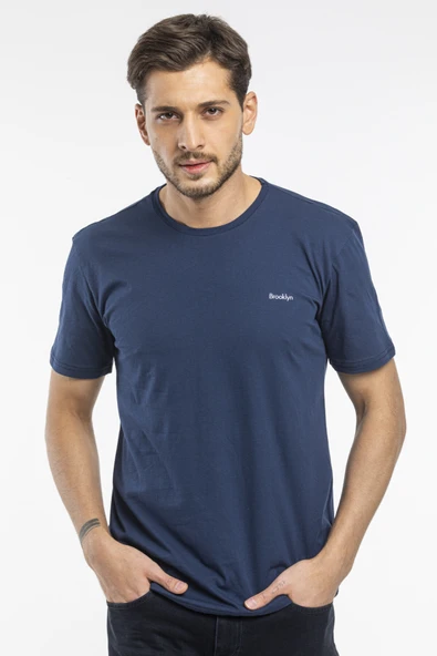 Süperlife Erkek Bisiklet Yaka Dar Kalıp Brooklyn Baskılı Tişort SPR 266