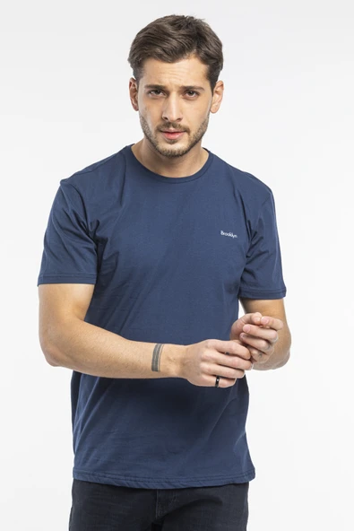 Süperlife Erkek Bisiklet Yaka Dar Kalıp Brooklyn Baskılı Tişort  SPR 266 - 4