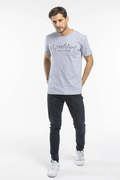 Süperlife Erkek Bisiklet Yaka Dar Kalıp Baskılı Tişort SPR 261