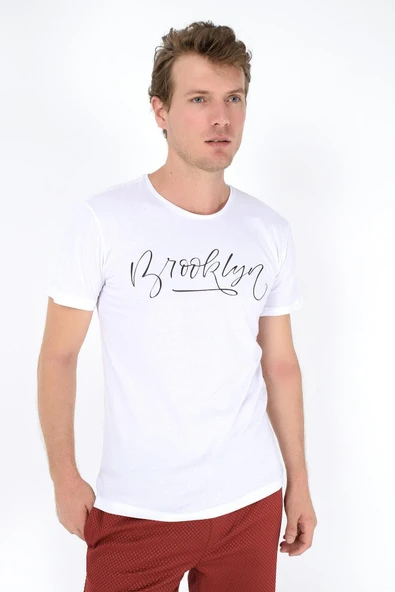 Süperlife Erkek Bisiklet Yaka Dar Kalıp Baskılı Tişort SPR 261 - 11