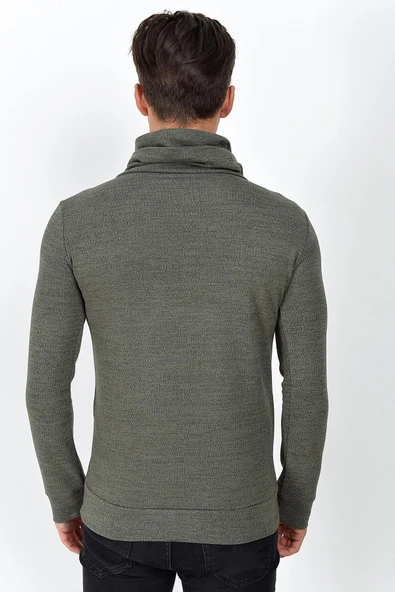 Süperlife Şal Yaka Uzun Kollu Dar Kalıp İnce Erkek Baskılı Sweatshirt SPR 2019K41 - 10