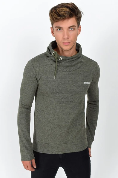 Süperlife Şal Yaka Uzun Kollu Dar Kalıp İnce Erkek Baskılı Sweatshirt SPR 2019K41 - 8