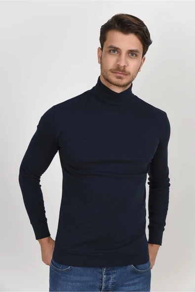 Süperlife Balıkcı Yaka Uzun Kollu Dar Kalıp İnce Erkek Sweatshirt SPR 2019K21 - 8