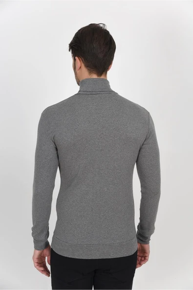 Süperlife Balıkcı Yaka Uzun Kollu Dar Kalıp İnce Erkek Sweatshirt SPR 2019K21 - 5
