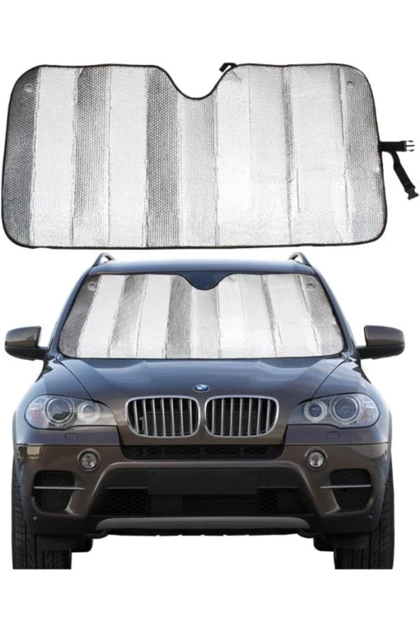 Katlanabilir Parlak Oto Araba Ön Cam Güneşlik 130 Cm X 60 Cm - Resim 6
