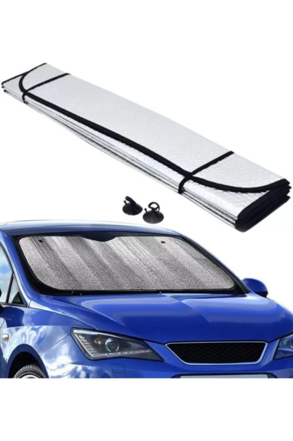 Araba Ön Cam Güneşliği Balonlu Metalize Parlak Alüminyum Katlanabilir Oto Güneşlik (130x60cm