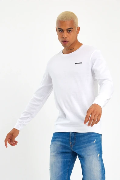 Süperlife Bisiklet Yaka Uzun Kollu Dar Kalıp İnce Erkek Sweatshirt SPR2019K18 - 8