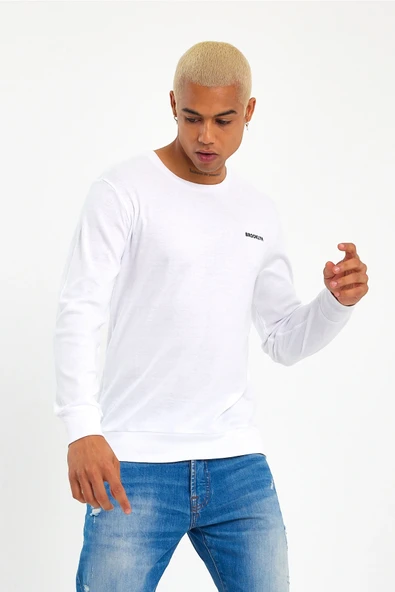 Süperlife Bisiklet Yaka Uzun Kollu Dar Kalıp İnce Erkek Sweatshirt SPR2019K18 - 10