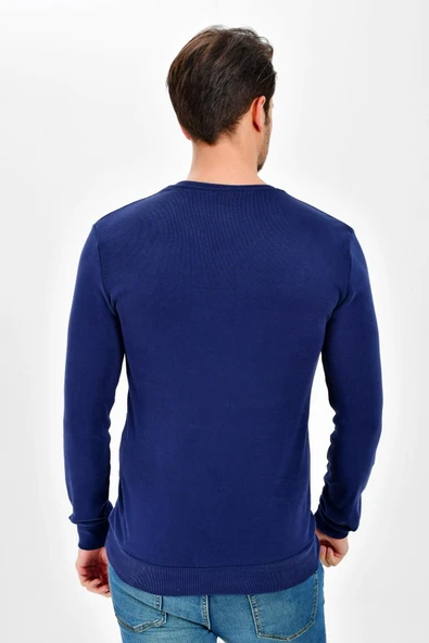 Süperlife V Yaka Uzun Kollu Dar Kalıp İnce Erkek Sweatshirt SPR 2019K19 - 11